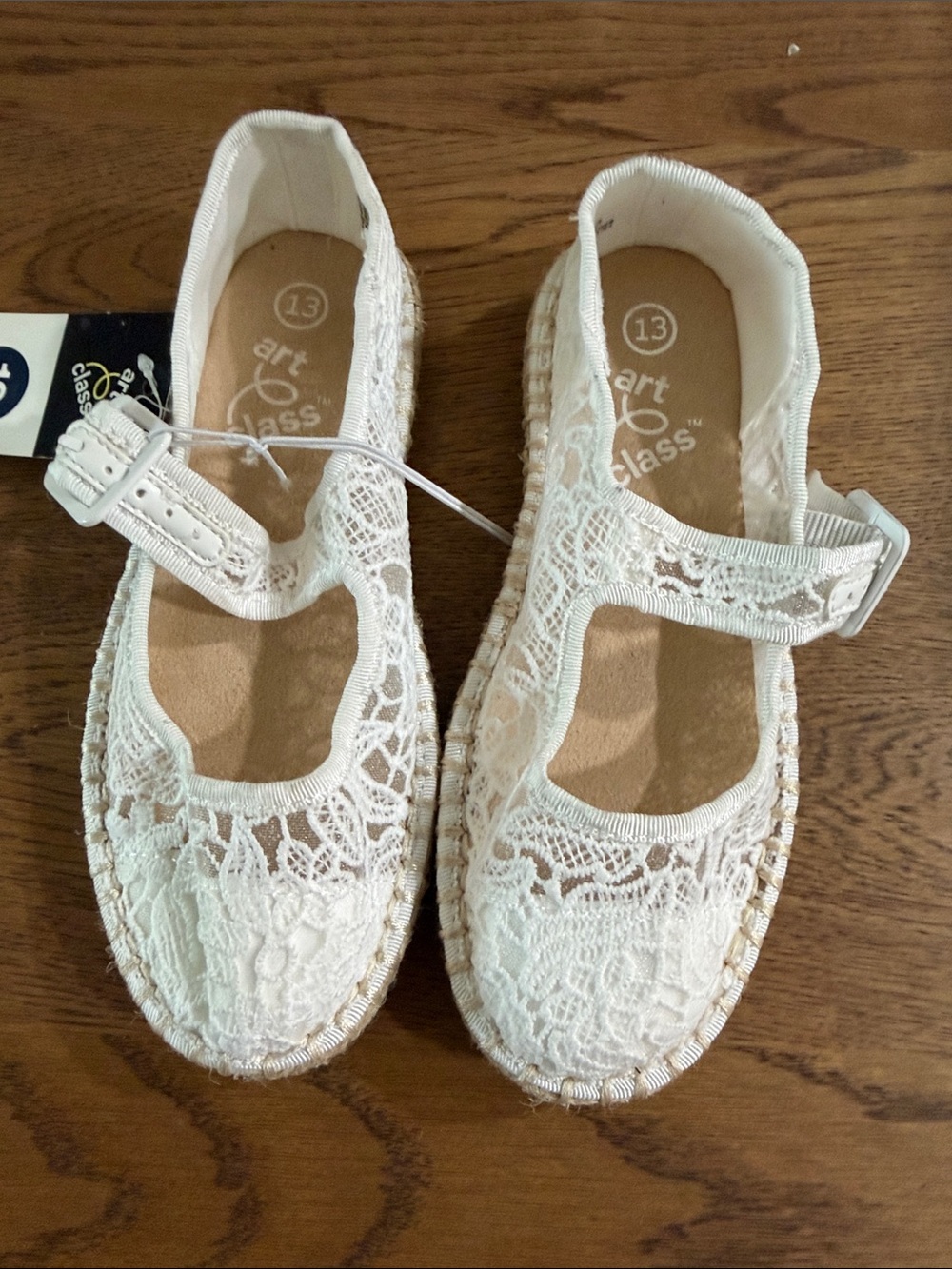 art class White Lace T-Strap Mary Jane Shoes for Kids